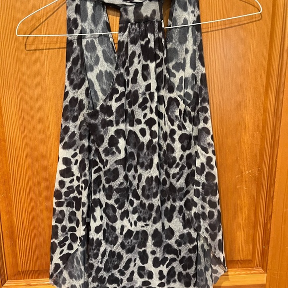 Sweet Pea Black and White Leopard Print Halter Top - Picture 3 of 5